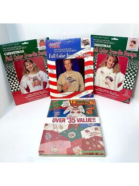 15 Vintage Plaid & Julie's Journey Color Iron On Transfers Christmas Holiday 90s